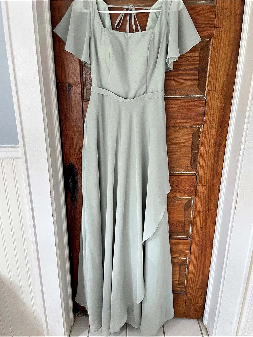 Sage Green Lace-Up Maxi Dress with pockets. New without tags